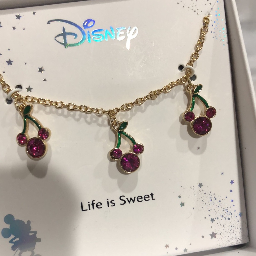 Disney Life is Sweet purple amethyst gemstone mickey ears shaped charm necklace
